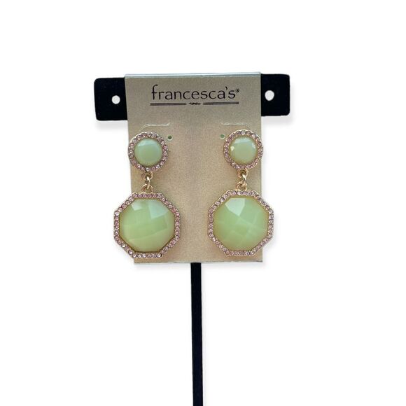 Francesca’s Green Plastic Circle Octagon Stud Earrings - Picture 4 of 4
